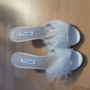 White Feather Nina Heels